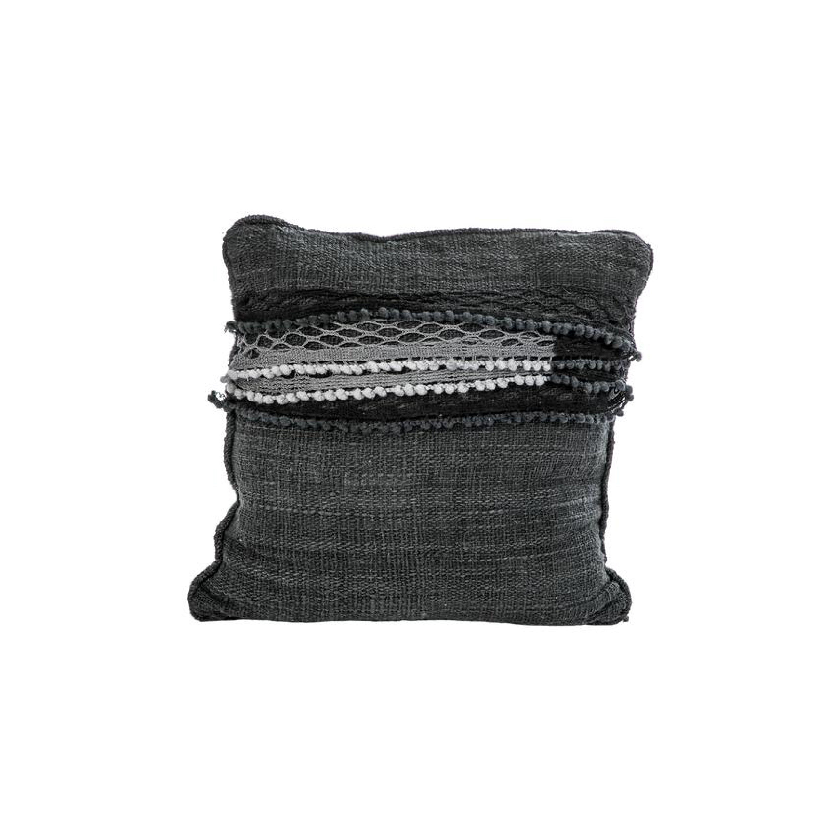 Rustic Cushion With Mini Pom hand Stitching
