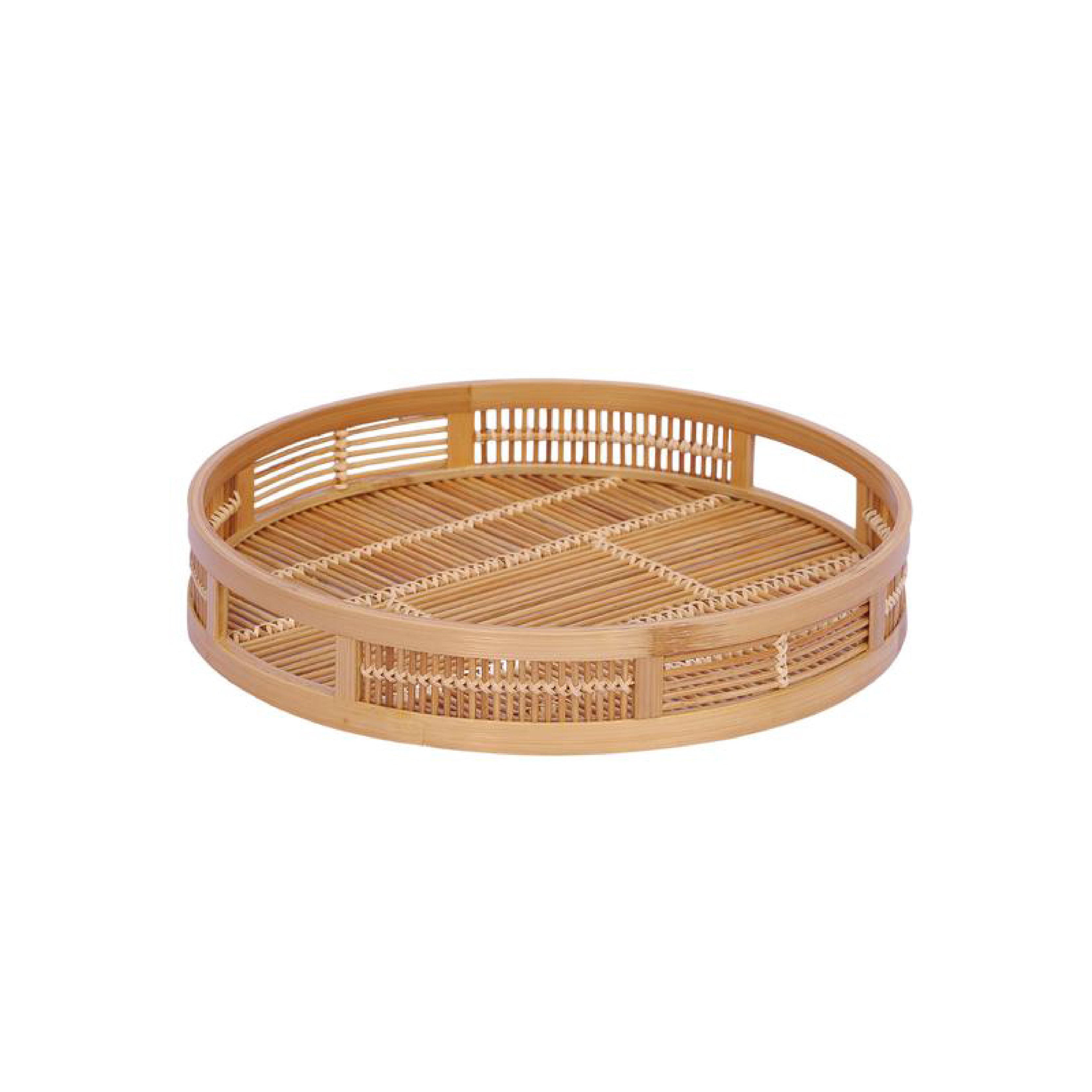 Jiji Round Tray Rattan Stripe