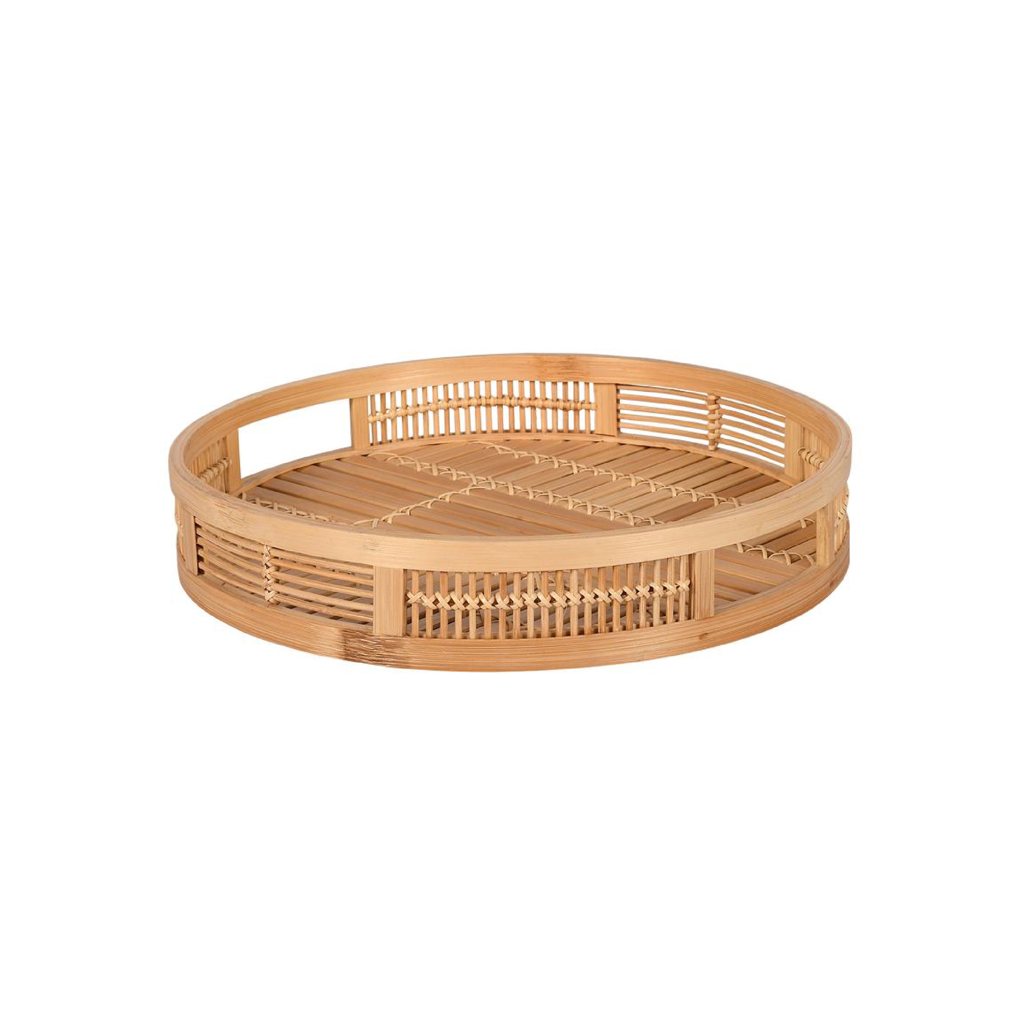 Jiji Round Tray Rattan Stripe
