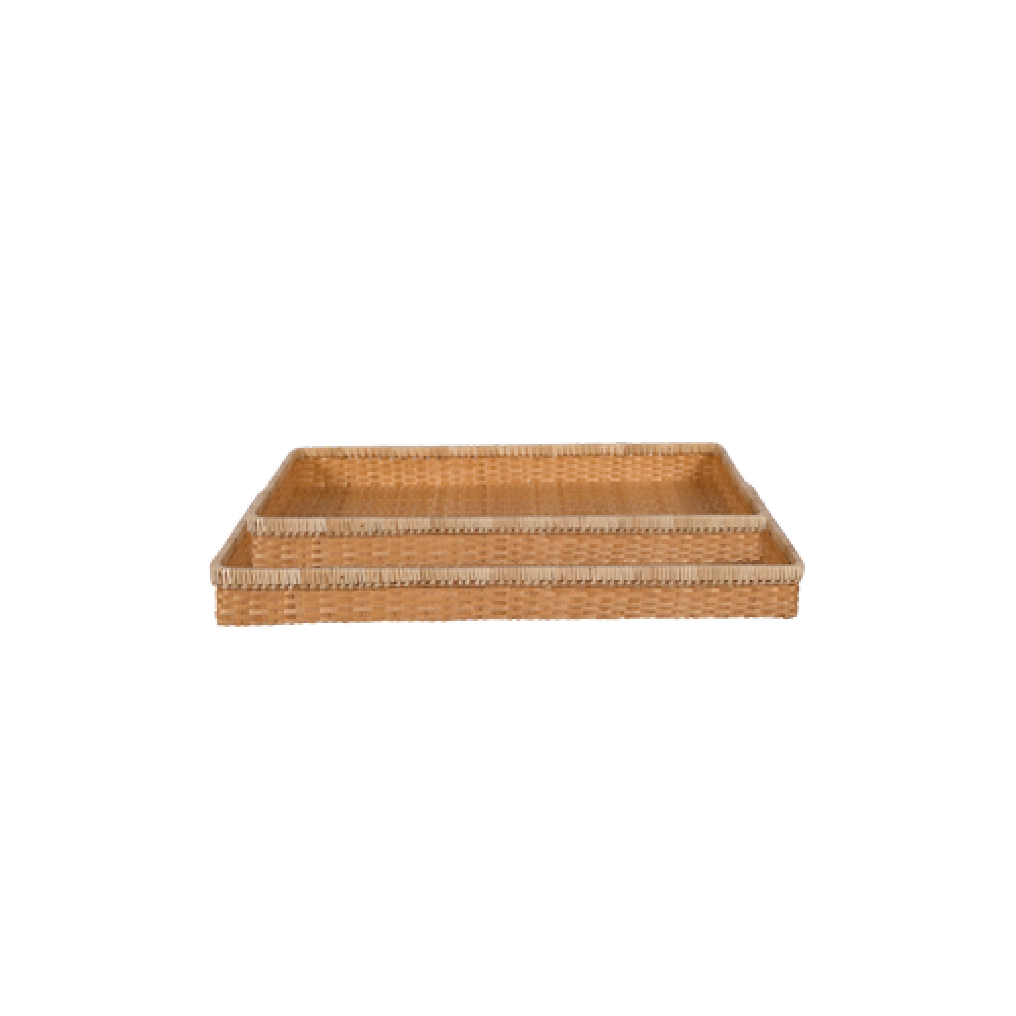 Bamboo Rectangular Tray Full Weaving Set Of 2