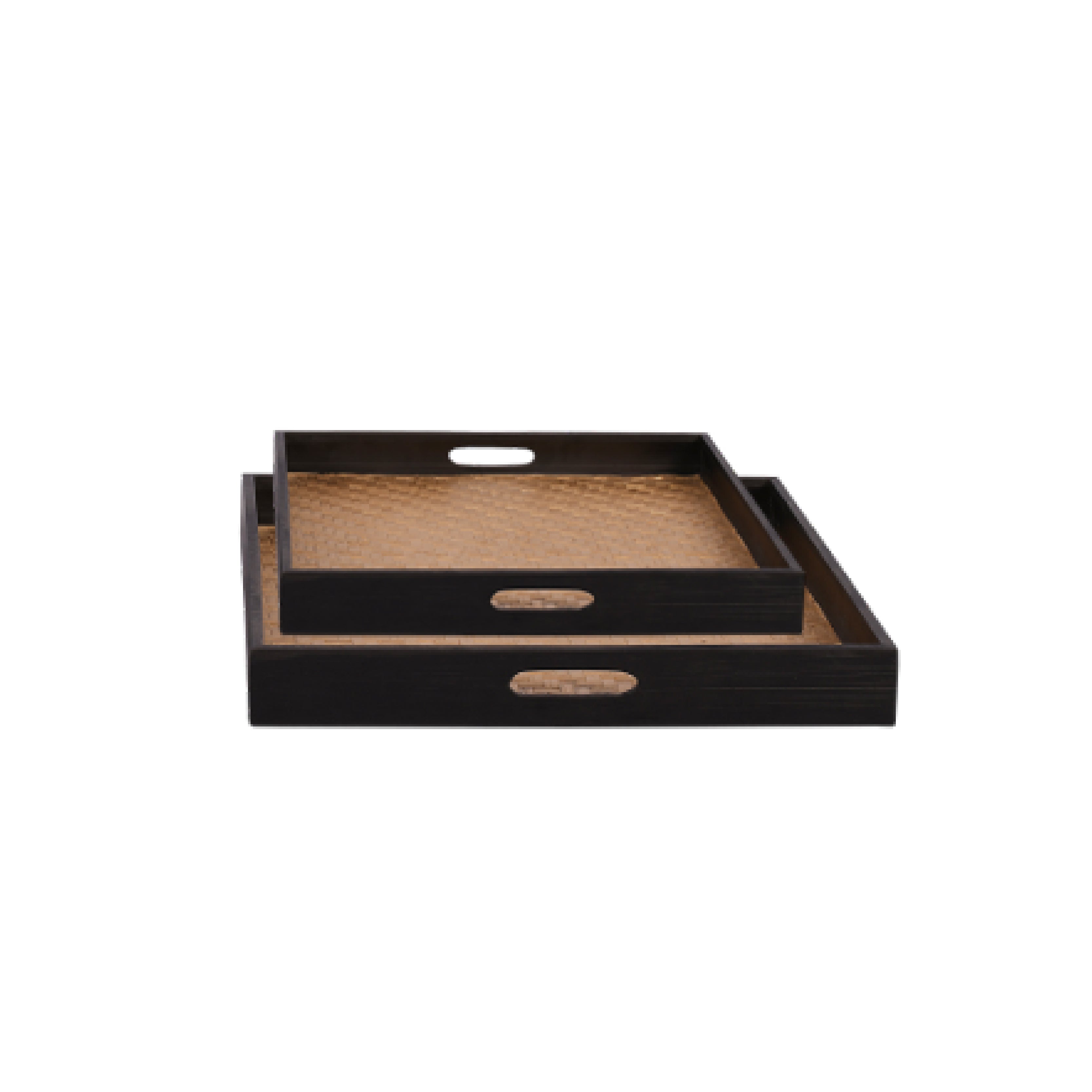 Bamboo Square Tray Classic Weaving Set Of 2