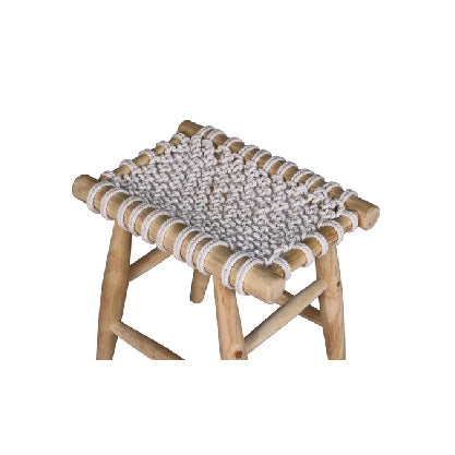 FES Macrame Stool White Tight