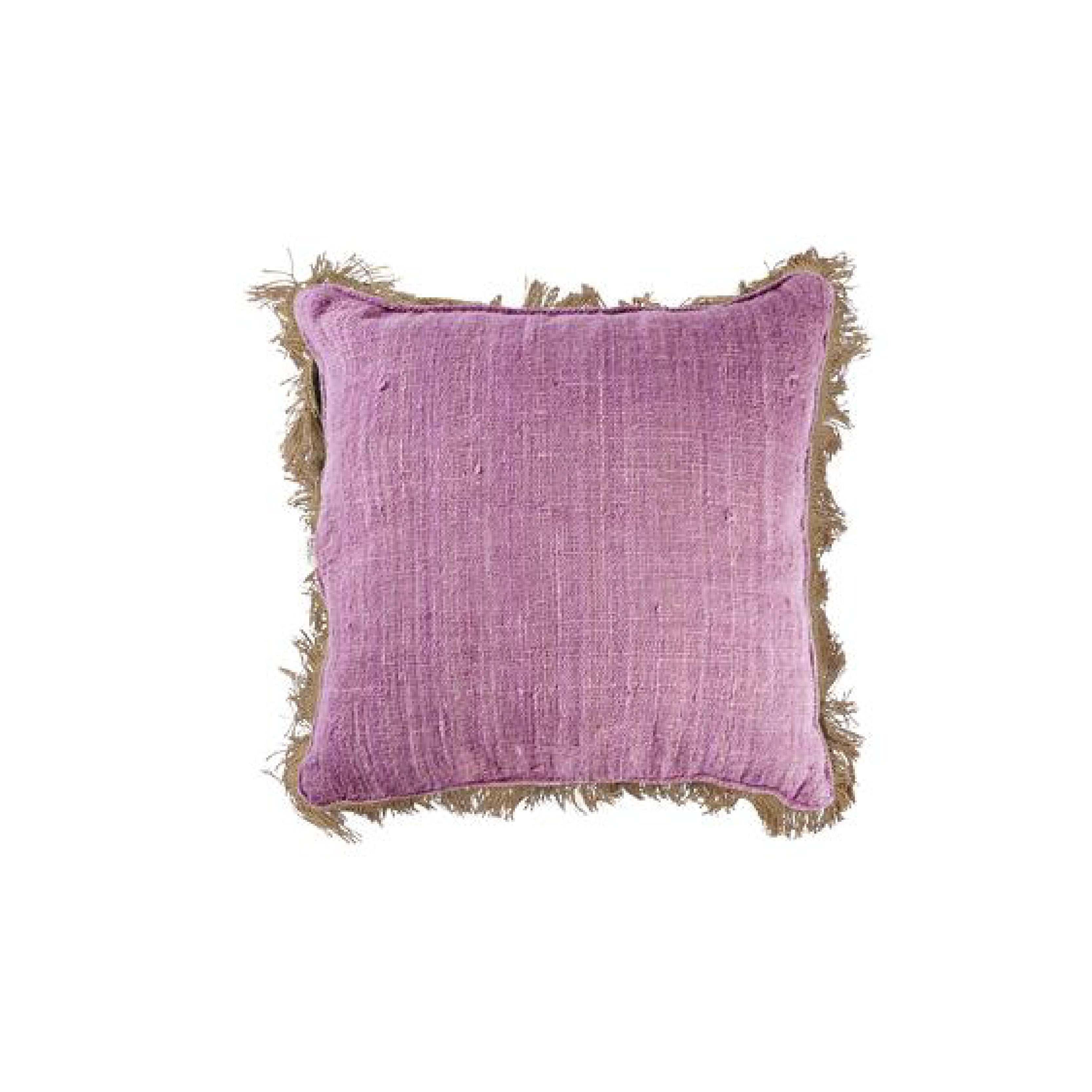 Jute Cushion With Fringing