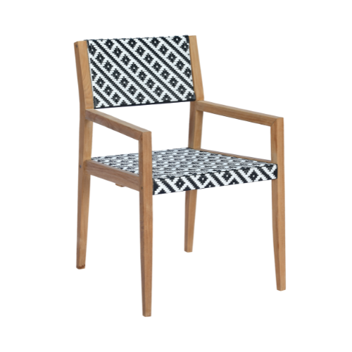 Vienna Dining Armchair Full Weaving Black & White Flower
