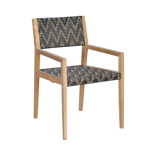 Vienna Dining Armchair Full Weaving Boho Chevron Black