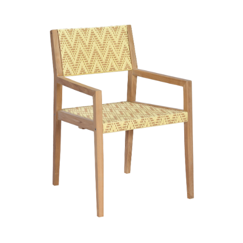 Vienna Dining Armchair Full Weaving Boho Chevron Yellow