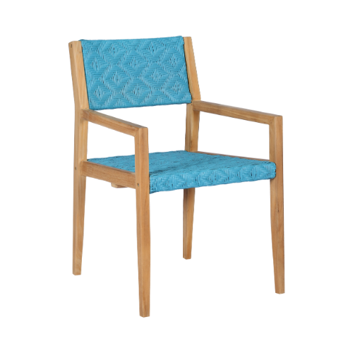 Vienna Dining Armchair Full Weaving Diamond Blue