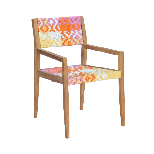 Vienna Dining Armchair Full Weaving Pattern Plaid