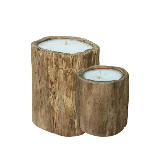 Wood Candle Set Of 2