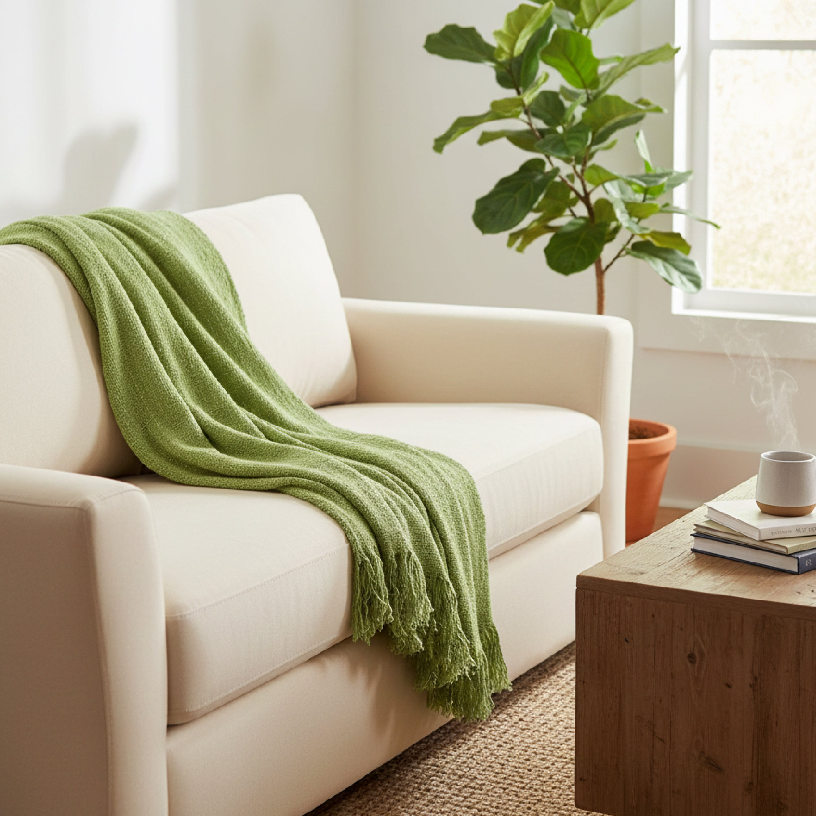 Rustic Throw With Fringing
