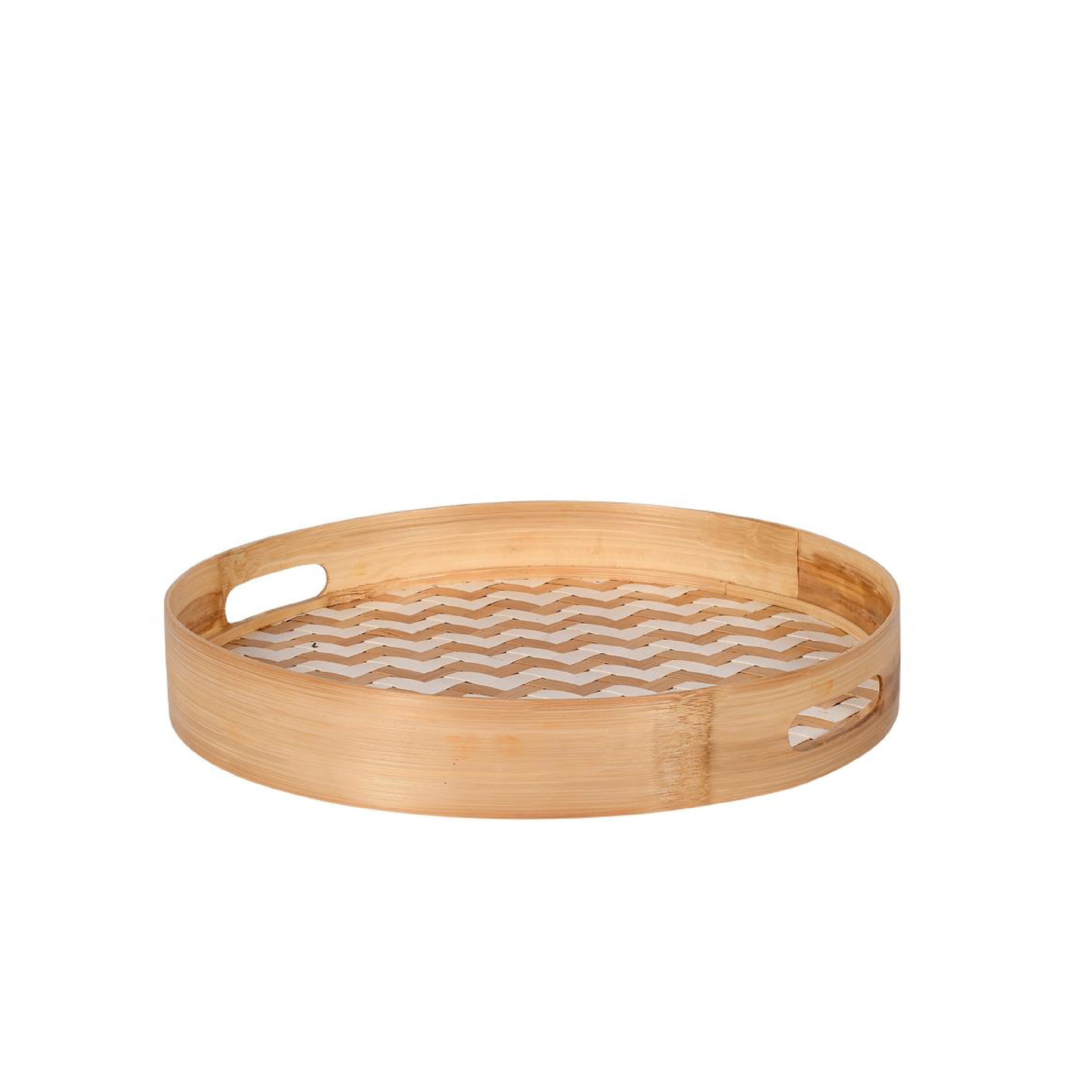 Bamboo Round Tray Zigzag Weaving