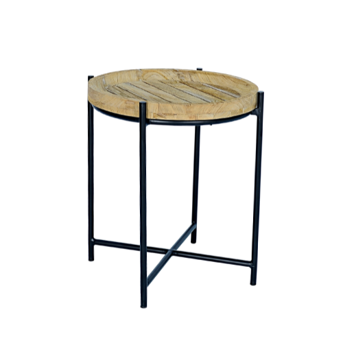 Island Round Side Table Cross Slate 50