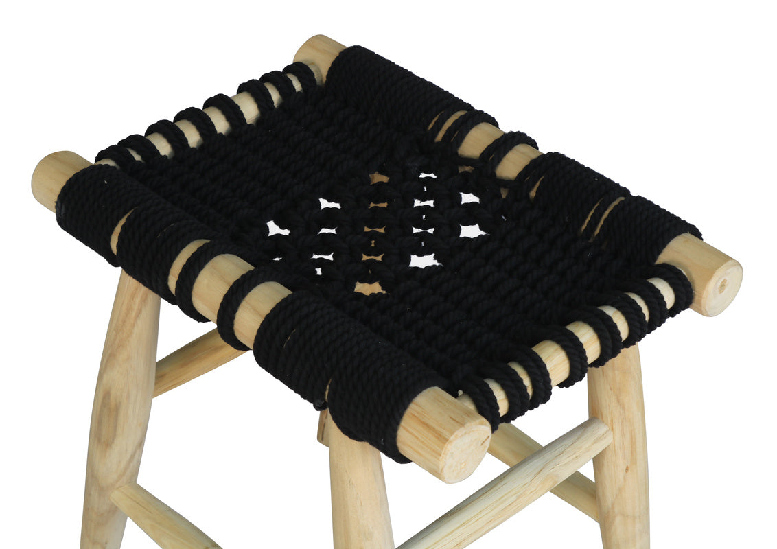 FES Macrame Stool Black 3 Lines