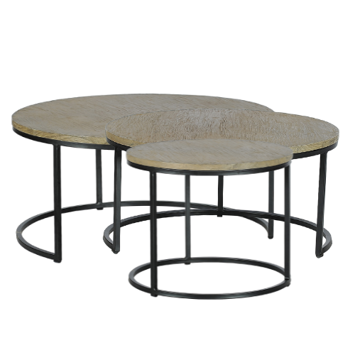 Light Round Coffee Table-Set Of 3