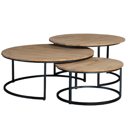 Light Round Coffee Table-Set Of 3