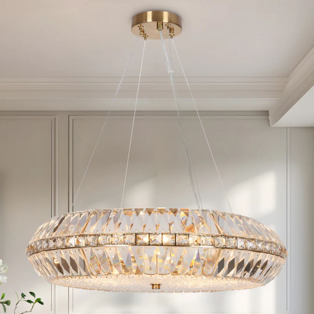 Peathlitberry 10-Light 24" Glam Brass Drum Chandelier-3