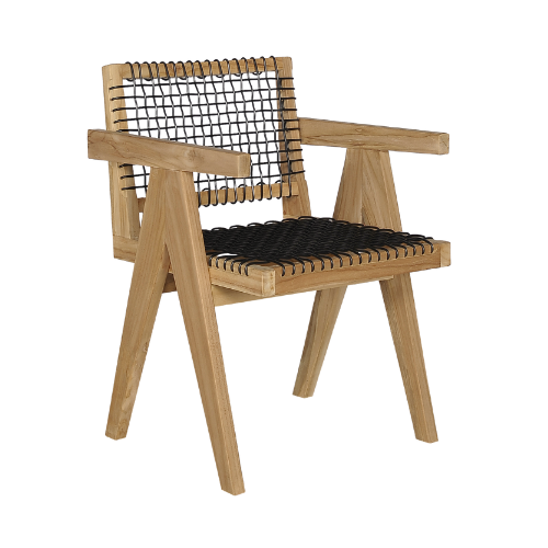 V Dining Armchair-Open Weaving