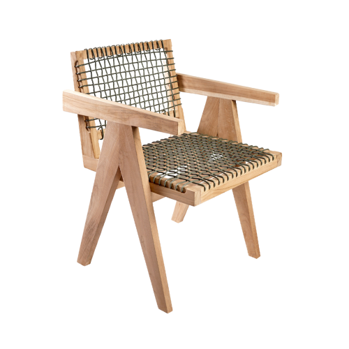 V Dining Armchair-Open Weaving