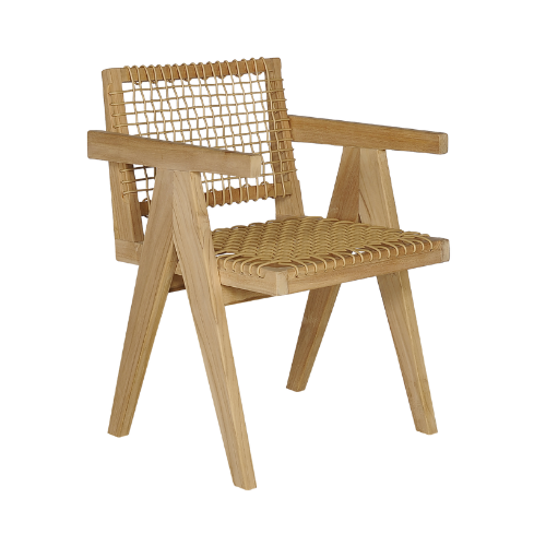 V Dining Armchair-Open Weaving