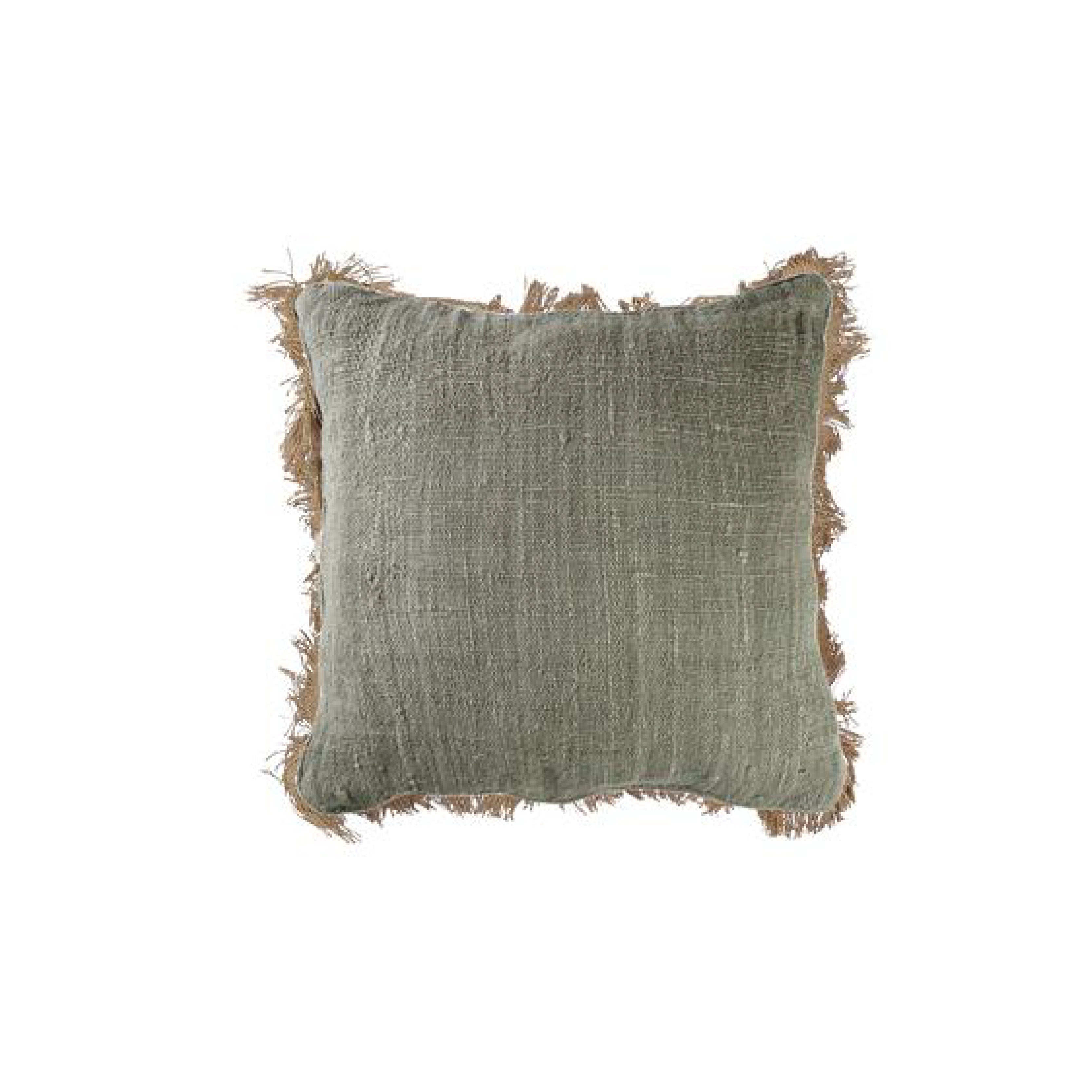 Jute Cushion With Fringing