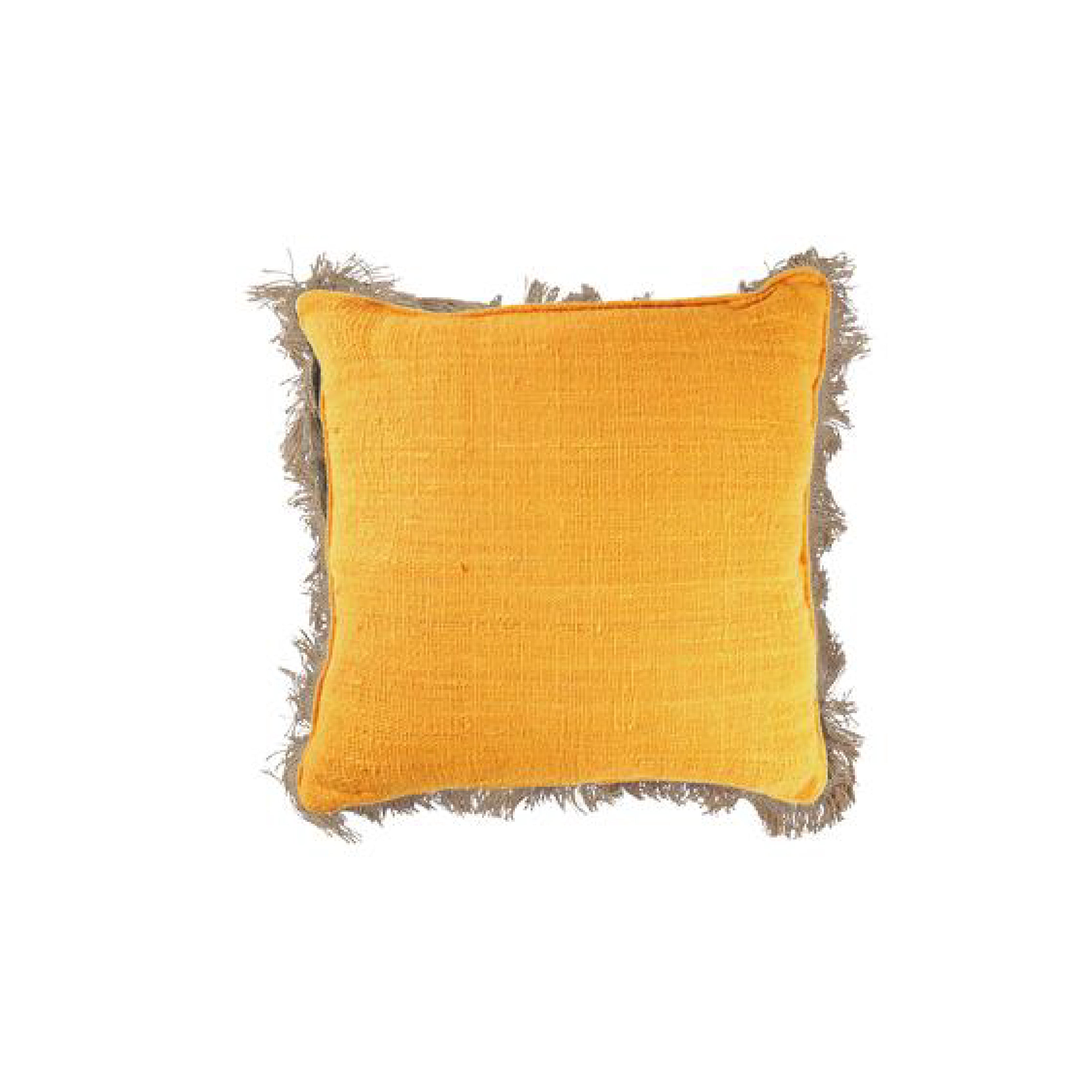 Jute Cushion With Fringing