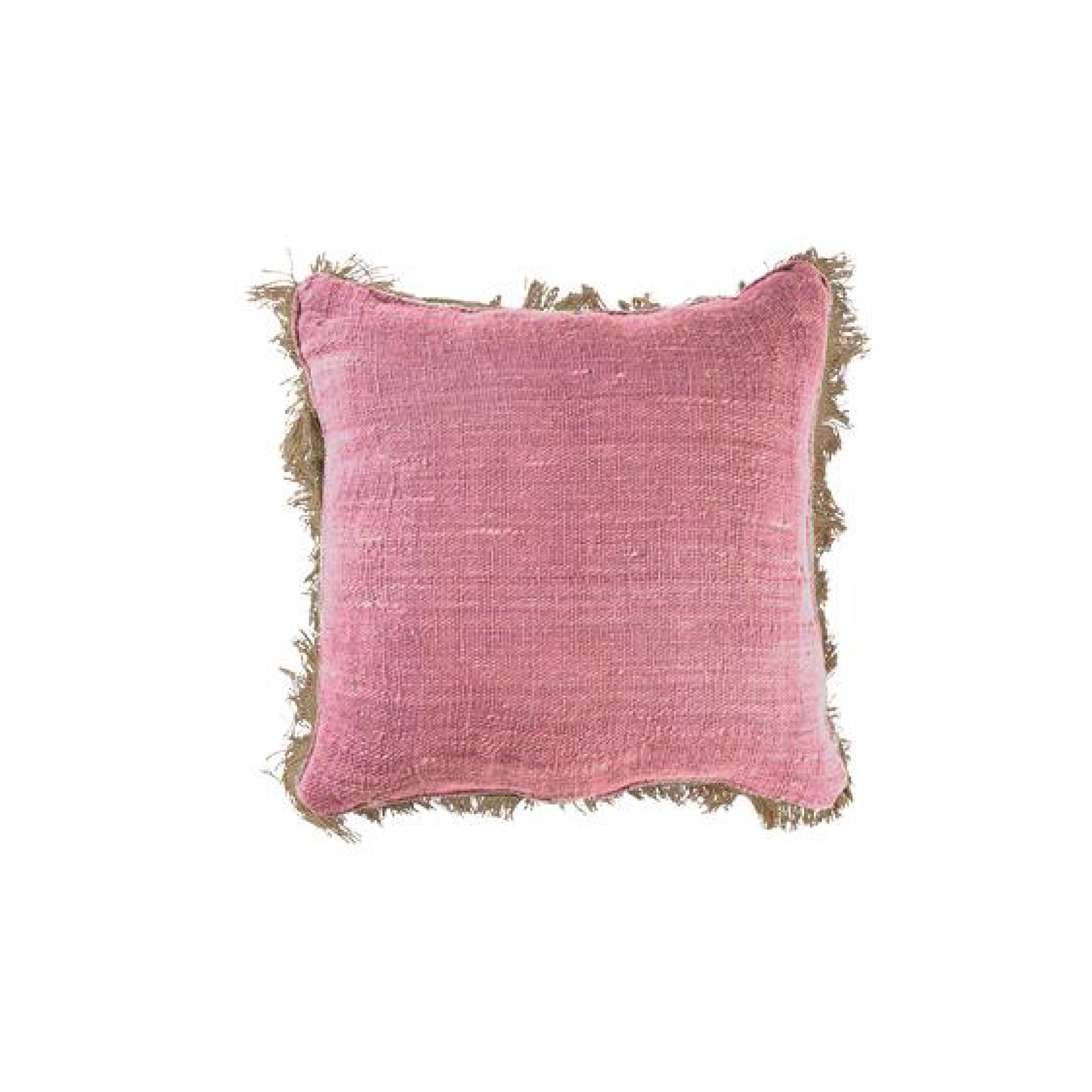 Jute Cushion With Fringing