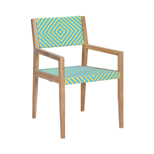 Vienna Dining Armchair Full Weaving Blue Big Diamond