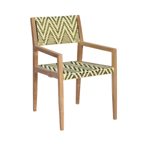 Vienna Dining Armchair Full Weaving Boho Chevron Yellow Big