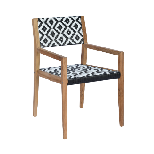Vienna Dining Armchair Full Weaving Diamond B&W