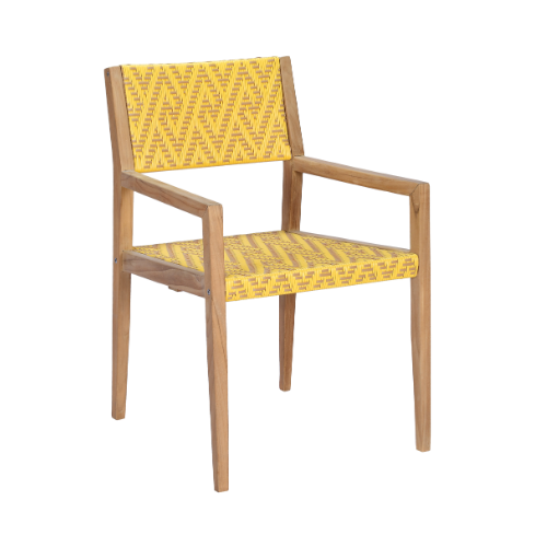 Vienna Dining Armchair Full Weaving Yellow Batik Labirint