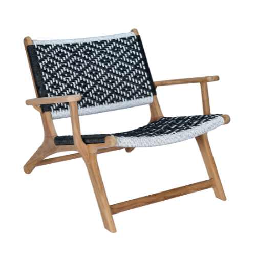 Vienna Relax Armchair Closed Weaving Diamond B&W Rope Twist