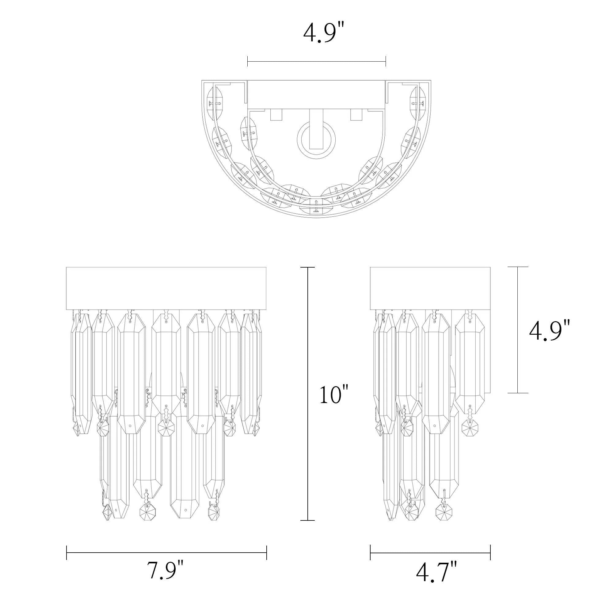 Phesonlaxy 1-Light Glam Black and Brass Crystal Wall Sconce